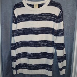Thereabouts Striped Navy Blue and White Women's Sweater XL